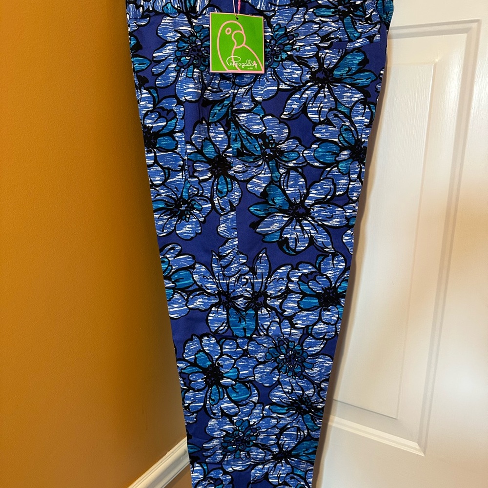 Blue Floral Pappagallo Straight Leg Pants